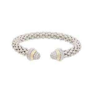 Two-Tone Silver and Gold Pave Cuff Bracelet